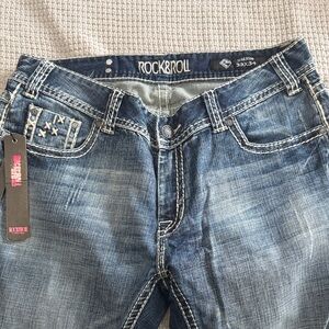 Rock & Roll Cowgirl High Rise Distressed Blue Jeans